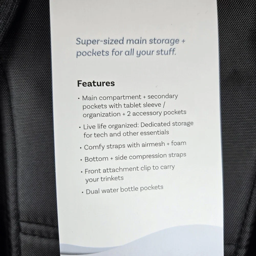 New High Sierra Loop Backpack Black 33L Laptop Tablet Sleeve Travel Bag NWT
